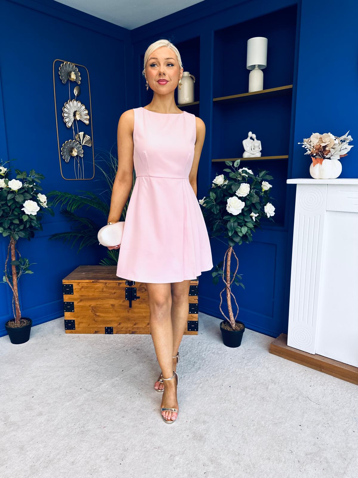 Khloe Pleat Detail Mini Dress Pwr Pink