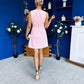 Khloe Pleat Detail Mini Dress Pwr Pink