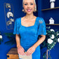 Heidi Lace Detail Ruched Midi Dress Blue