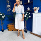 Holland Collar Midi Dress White & Blue