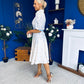 Holland Collar Midi Dress White & Blue