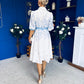 Holland Collar Midi Dress White & Blue