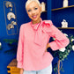 Rita Tie Detail Check Blouse Pink
