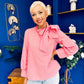 Rita Tie Detail Check Blouse Pink