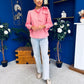 Rita Tie Detail Check Blouse Pink