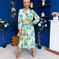 Meghan High Neck Midi Dress Floral Green