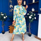 Meghan High Neck Midi Dress Floral Green