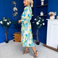 Meghan High Neck Midi Dress Floral Green