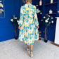 Meghan High Neck Midi Dress Floral Green