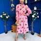 Meghan High Neck Midi Dress Pink Rose