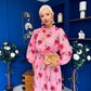 Meghan High Neck Midi Dress Pink Rose