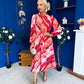 Meghan High Neck Midi Dress Marble Ruby