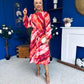 Meghan High Neck Midi Dress Marble Ruby