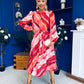 Meghan High Neck Midi Dress Marble Ruby