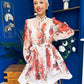 Riley Embellished Mini Shirt Dress Floral Rose