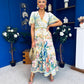 Wilma Banded Midi Dress Floral Green