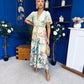 Wilma Banded Midi Dress Floral Green