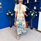 Wilma Banded Midi Dress Floral Green