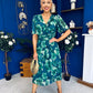 Saorlaith Pleated Midi Dress Floral Green