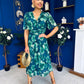 Saorlaith Pleated Midi Dress Floral Green