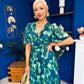Saorlaith Pleated Midi Dress Floral Green