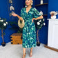 Saorlaith Pleated Midi Dress Floral Green