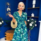 Saorlaith Pleated Midi Dress Floral Green