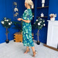 Saorlaith Pleated Midi Dress Floral Green