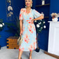 Saorlaith Pleated Midi Dress Floral Pastel