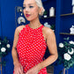 Nakita High Neck Maxi Dress Polka Red