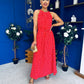 Nakita High Neck Maxi Dress Polka Red