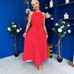 Nakita High Neck Maxi Dress Polka Red