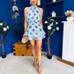 Bianka Frill Detail Playsuit Polka Blue