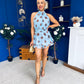 Bianka Frill Detail Playsuit Polka Blue