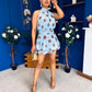 Bianka Frill Detail Playsuit Polka Blue