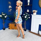 Bianka Frill Detail Playsuit Polka Blue