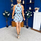 Bianka Frill Detail Playsuit Polka Blue