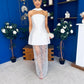 Adelle Bandeau Detailed Occasion Dress White