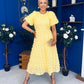 Pippa 3D Floral Occasion Dress Yellow