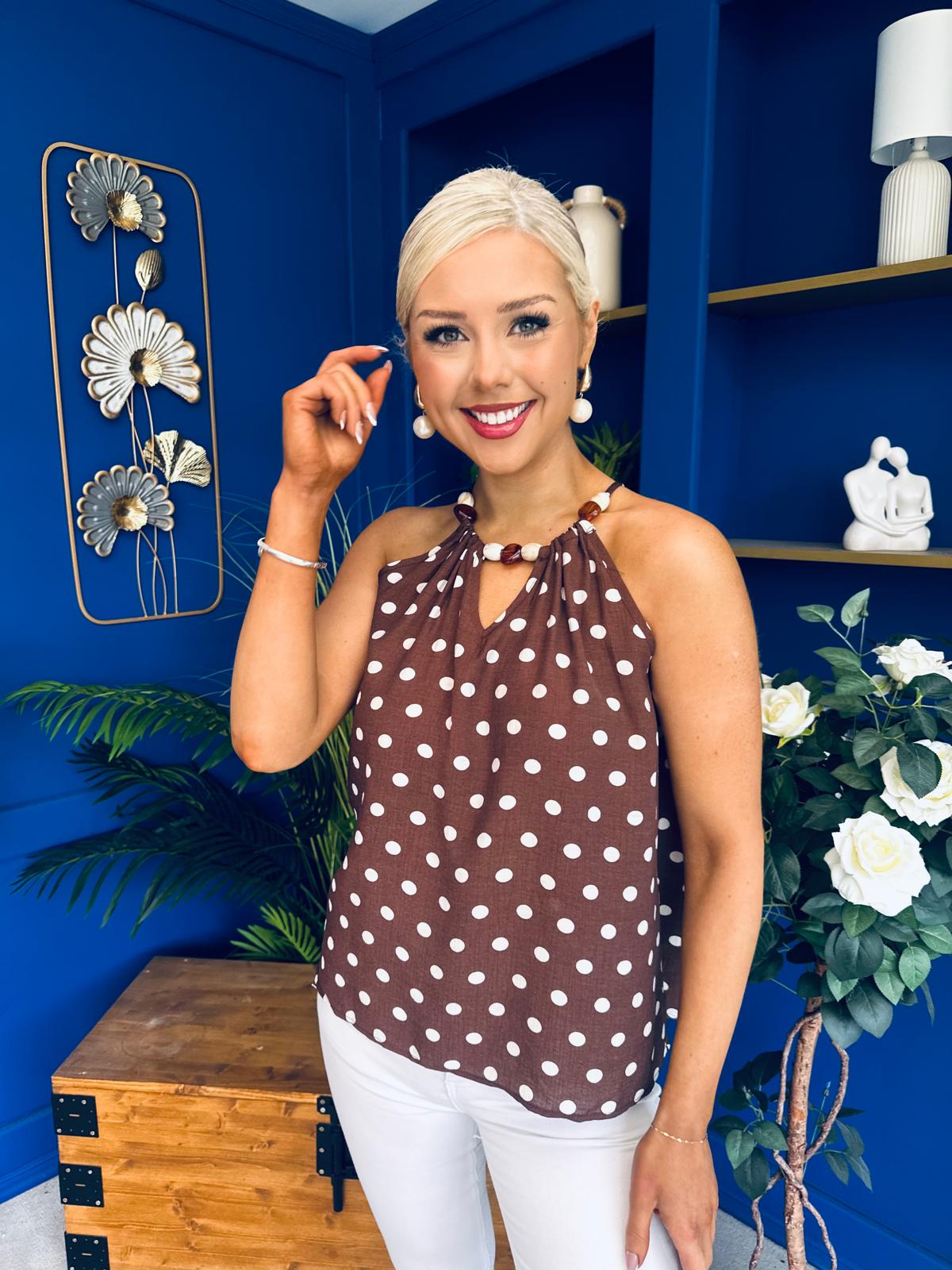 Iona Beaded Top Polka Coco