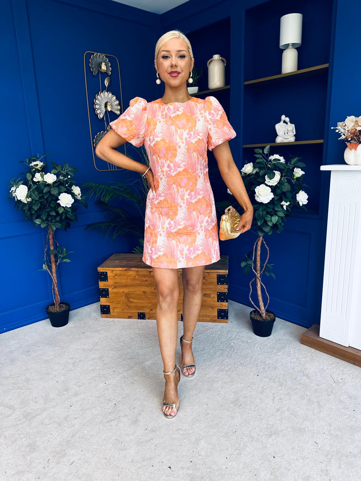 Capri Jacquard Mini Dress Pink & Amber