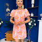Capri Jacquard Mini Dress Pink & Amber