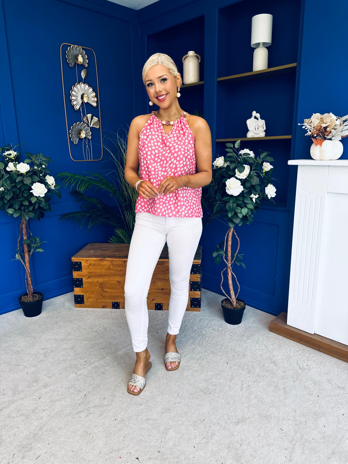 Jenny Beaded Top Splash Pink