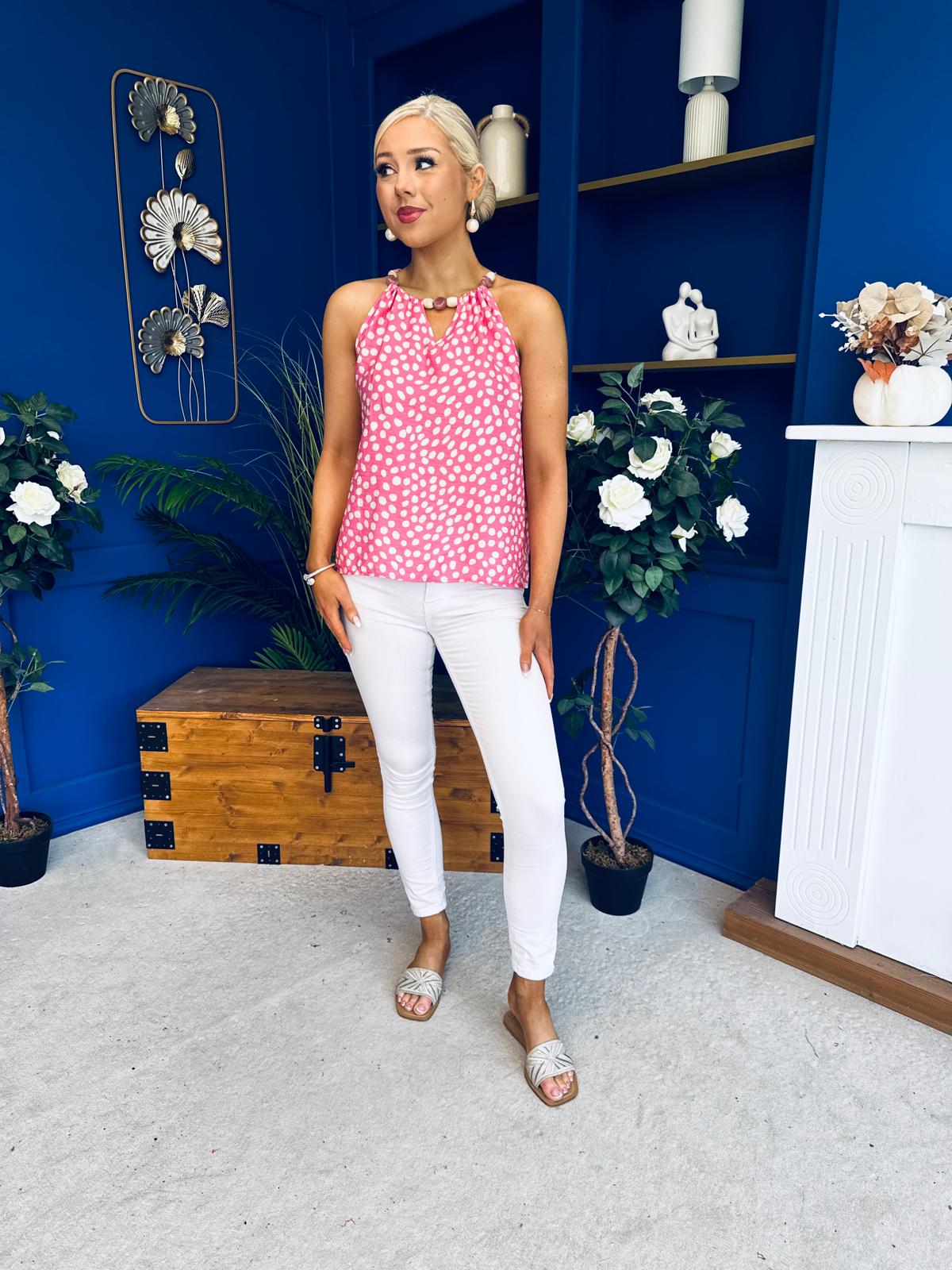 Jenny Beaded Top Splash Pink