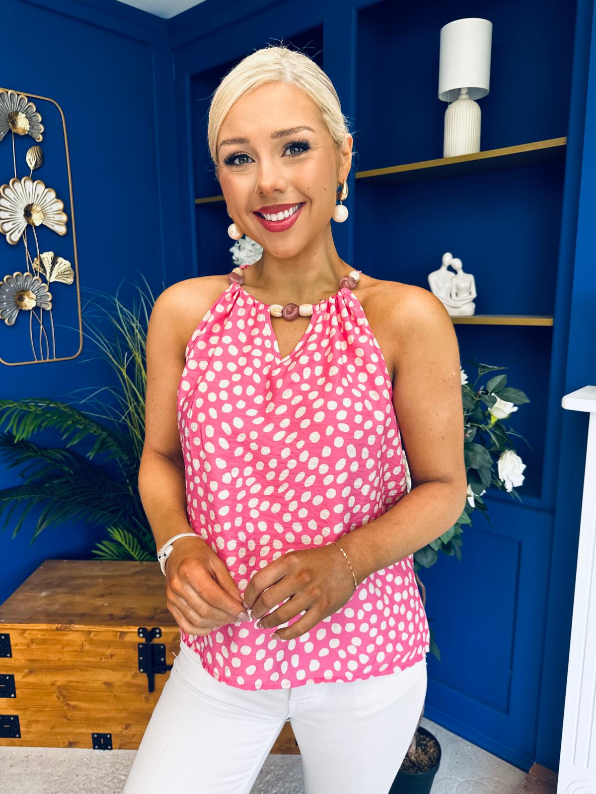 Jenny Beaded Top Splash Pink