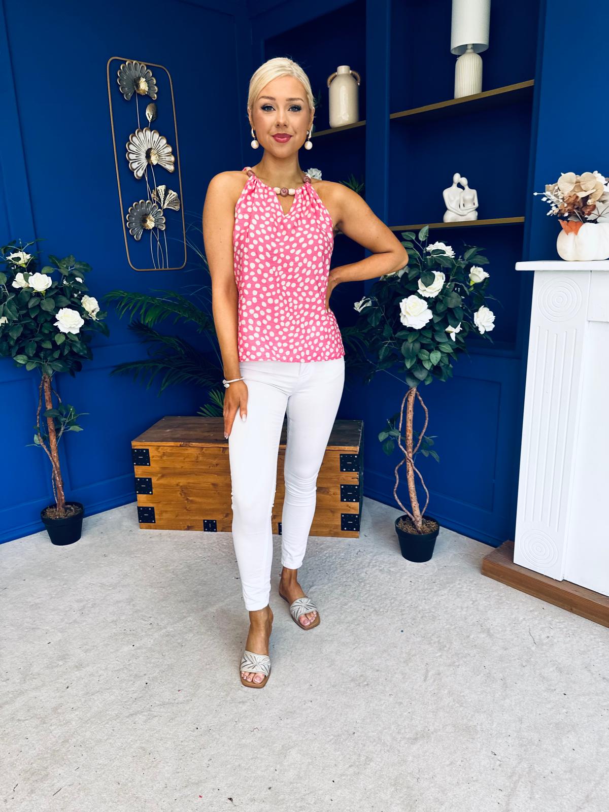 Jenny Beaded Top Splash Pink
