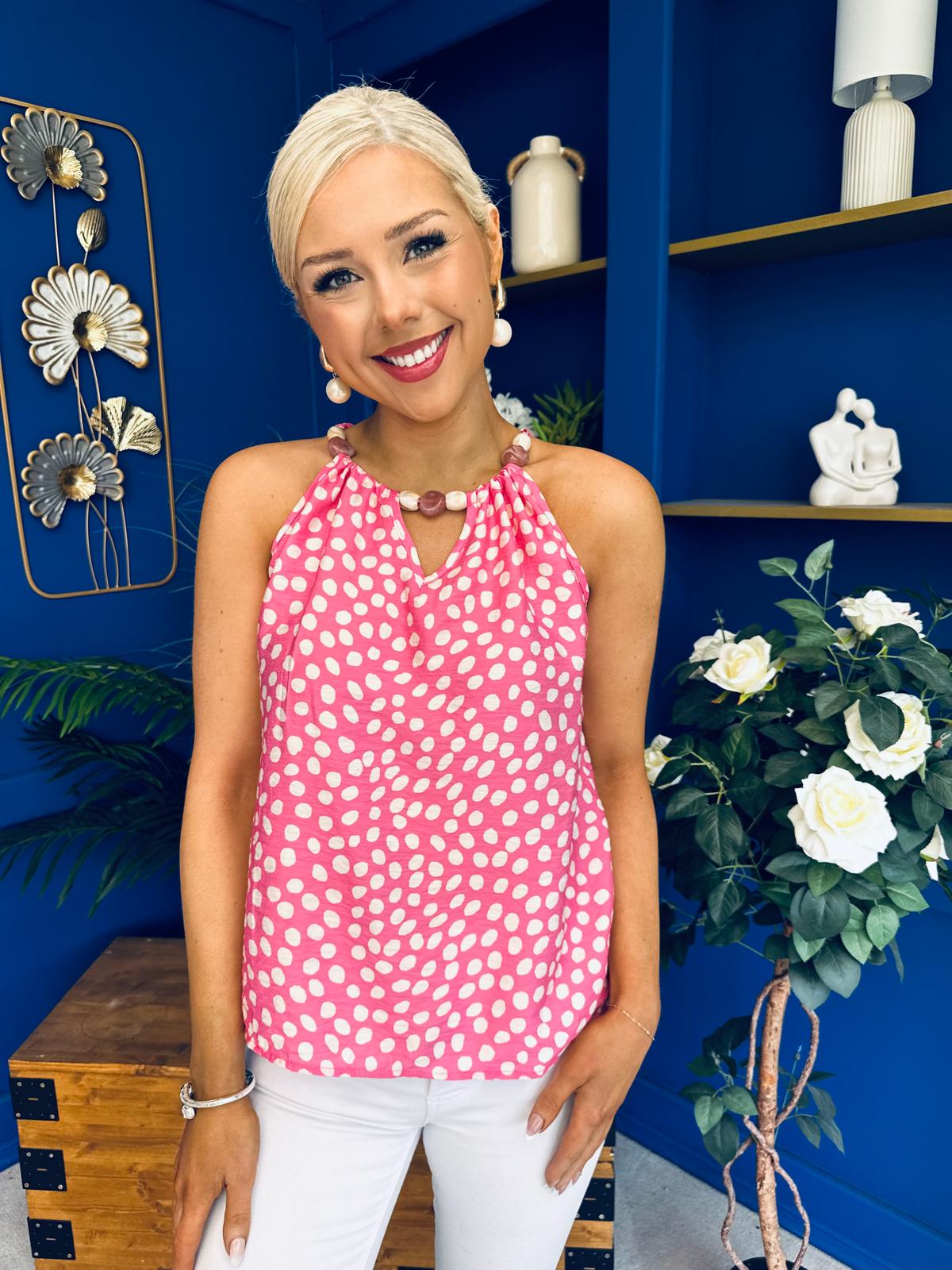 Jenny Beaded Top Splash Pink