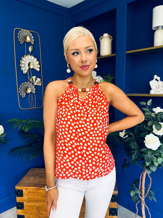 Jenny Beaded Top Splash Morange