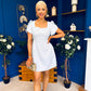 Reeve Square Neck Mini Dress Sky Blue