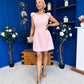Milano Bow Detail Mini Dress Baby Pink